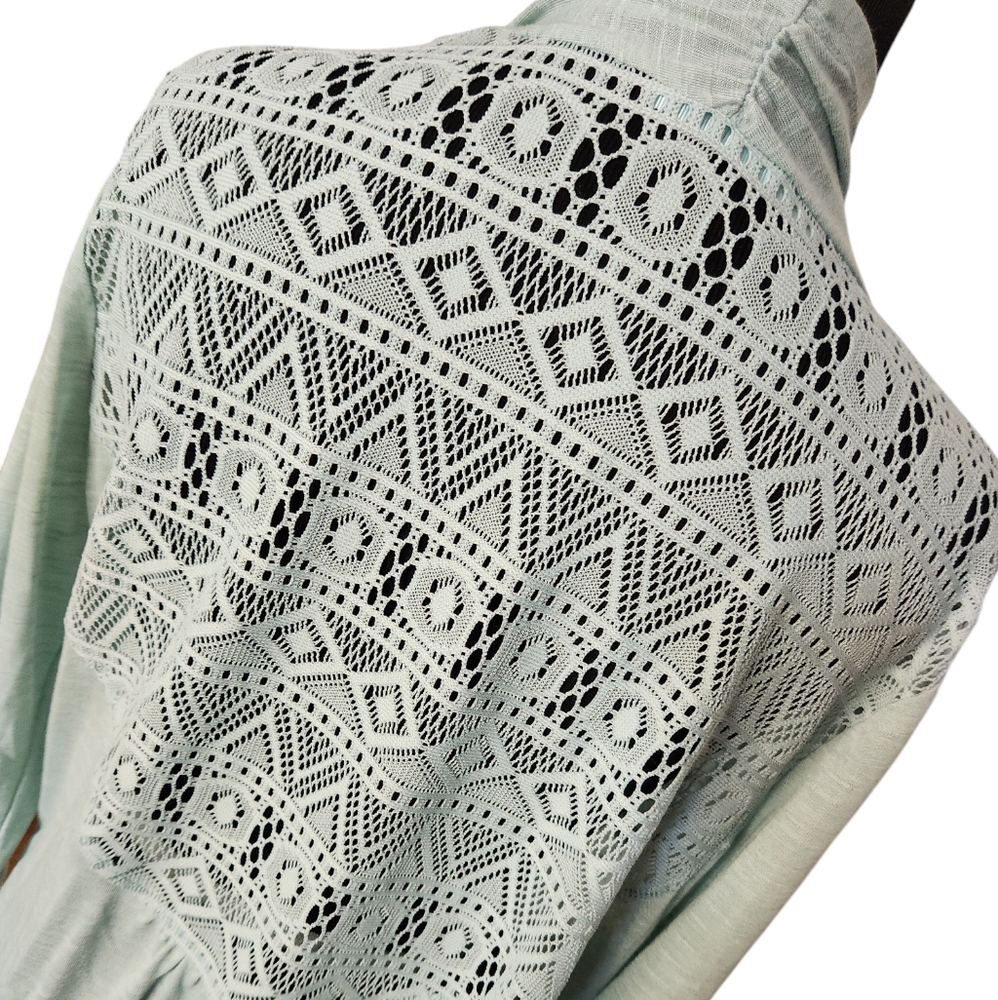 Maurices Light Green Lace Back Open Cardigan Size XL